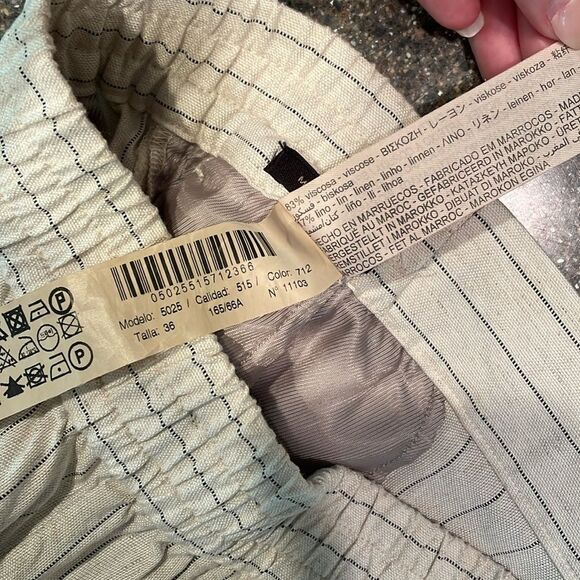 Massimo Dutti Linen Blend Striped Pants Size 4 - Picture 12 of 12